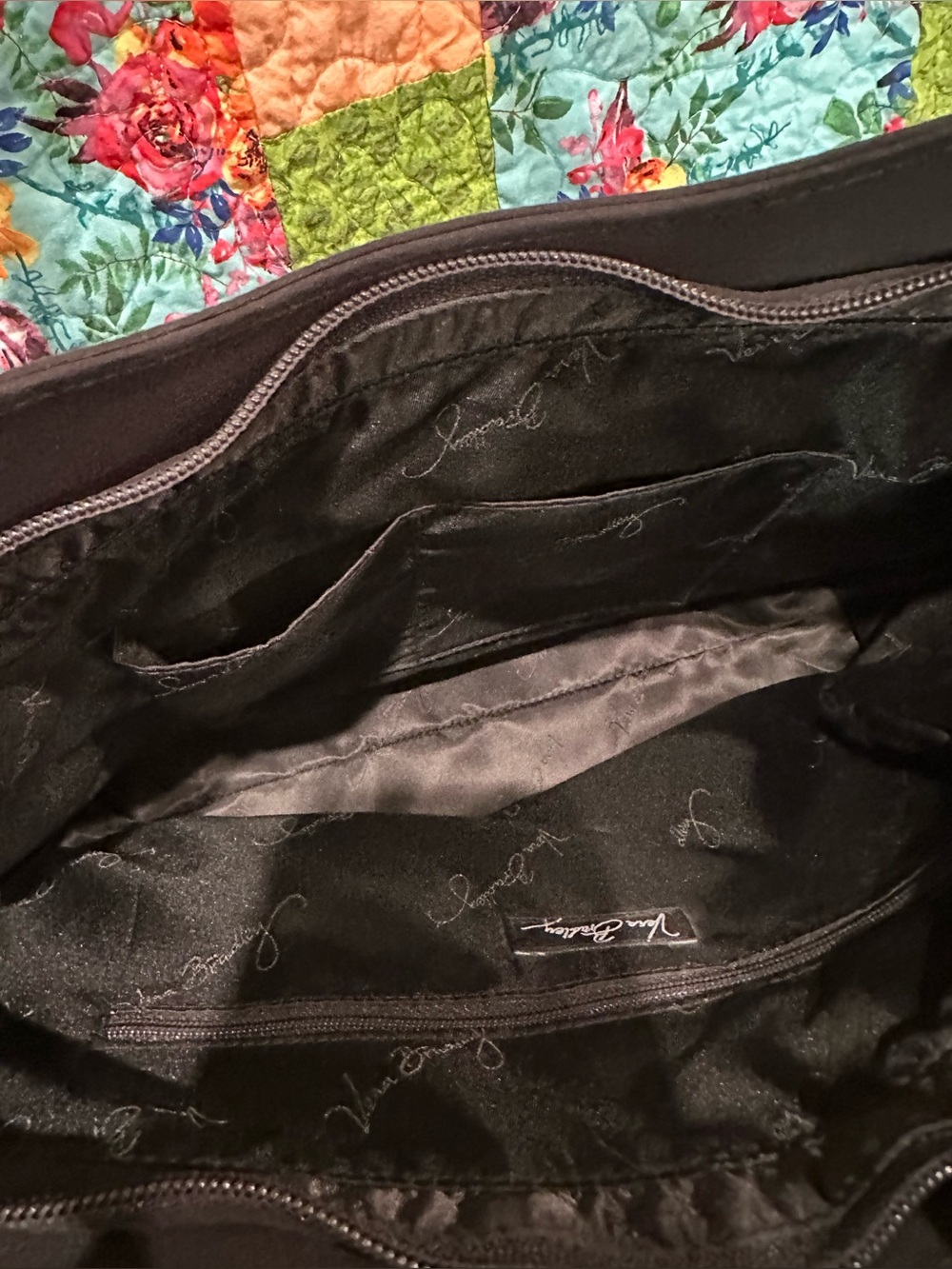Vera Bradley Black Quilted Tote & Matching Wallet - Picture 3 of 7